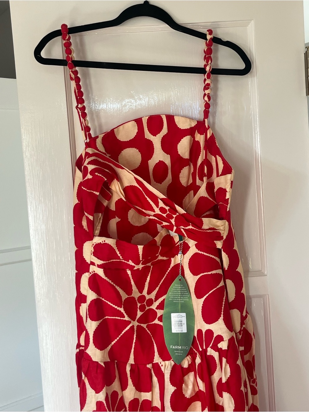 Red and Cream Floral Strap Sundress Palermo Sleeveless MIDI Dress - Picture 10 of 12